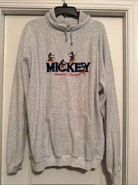 Disney Gray Mickey Embroidered Pullover Hoodie